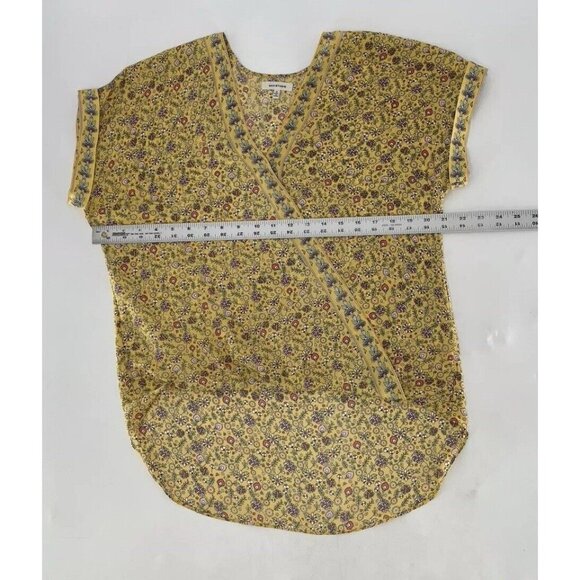 Max Studio Women’s Yellow Chiffon Faux Wrap High Low Blouse Size S, Boho, Preppy - Picture 8 of 8